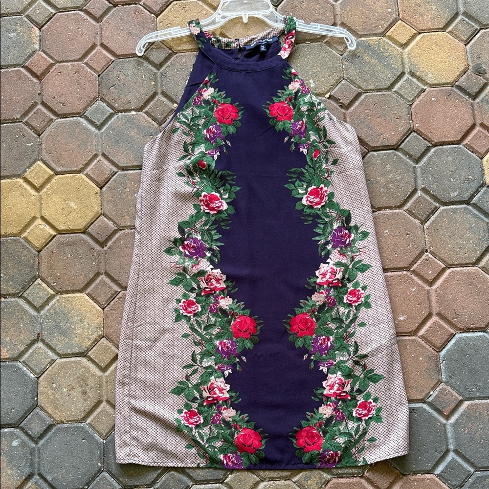 Floral Midi Dress - Black and Pink